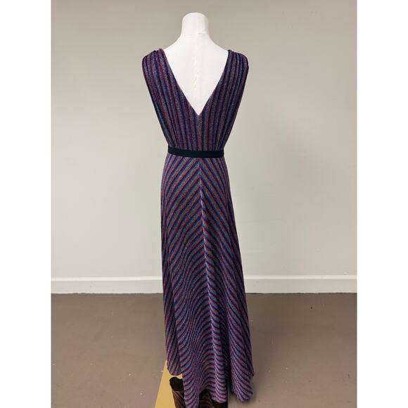 BCBGMAXAZRIA Metallic Multicolor Knit Sleeveless V-Neck Maxi Dress Size XXS - Picture 6 of 8